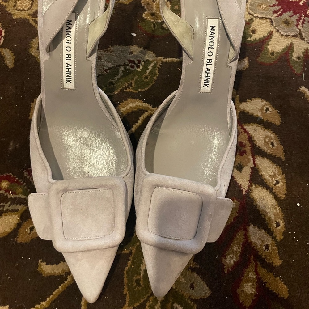 Manolo Blahnik kitten gray heels. Slightly used but still in great condition!